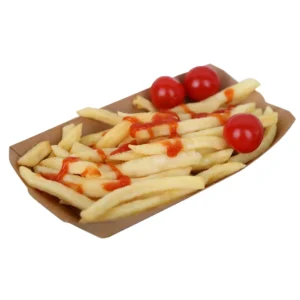 Disposable Kraft Food Box Paper Tray Packaging for Take Away Fried Chicken Chips Boat Shape