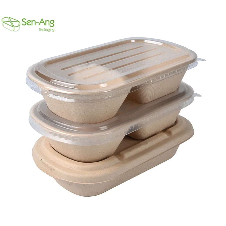 Wholesale 850Ml Plate Lunch With Take Away Hamburger Sugarcane Way Meal Food Lid Bagasse Pulp Packing Box - Image 4