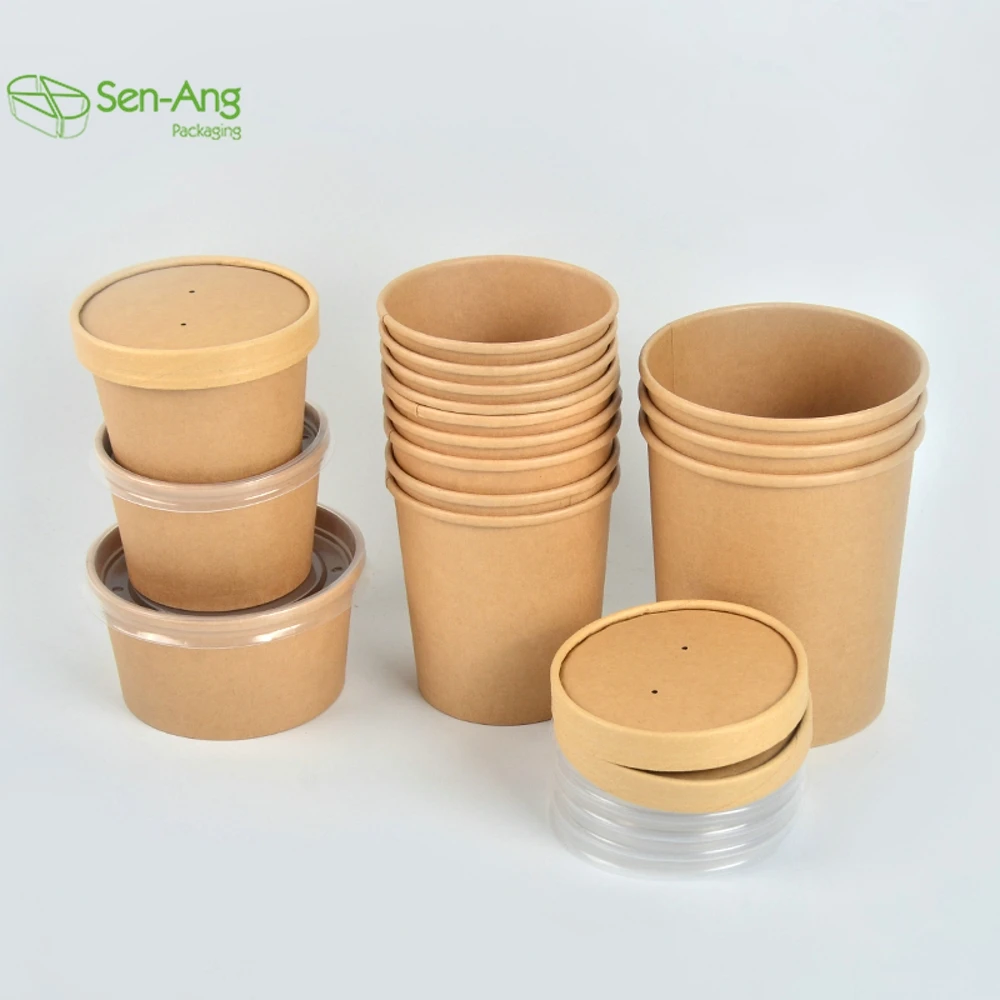 New Product Emergency Soup Insulated Kraft Paper Porridge Bowl Pe Coating Papersoup 32Oz Food Bucket - Image 3