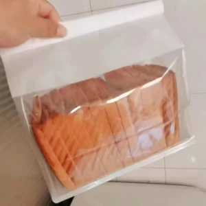 Food Grade Flat Kraft Cookie White Handle Gift Wedding Paper Cake Box Bag for Homemade Bread