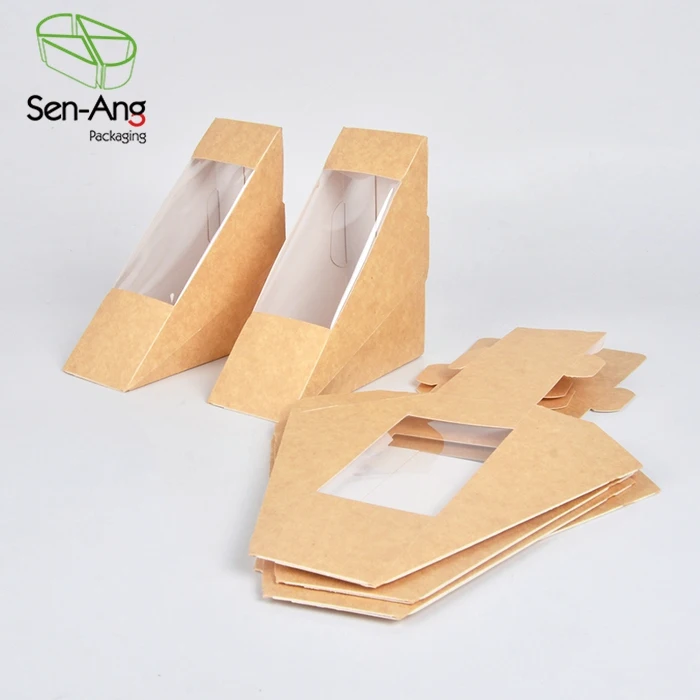 Yellow White Triangle Reusable Pp Paper Packaging Sandwich Wrap Box - Image 4