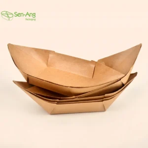 Trayclamshell Recycled Kraft 5-Pound Size Disposable Recyclable and Fully Biodegradable Paper Food Holder Tray