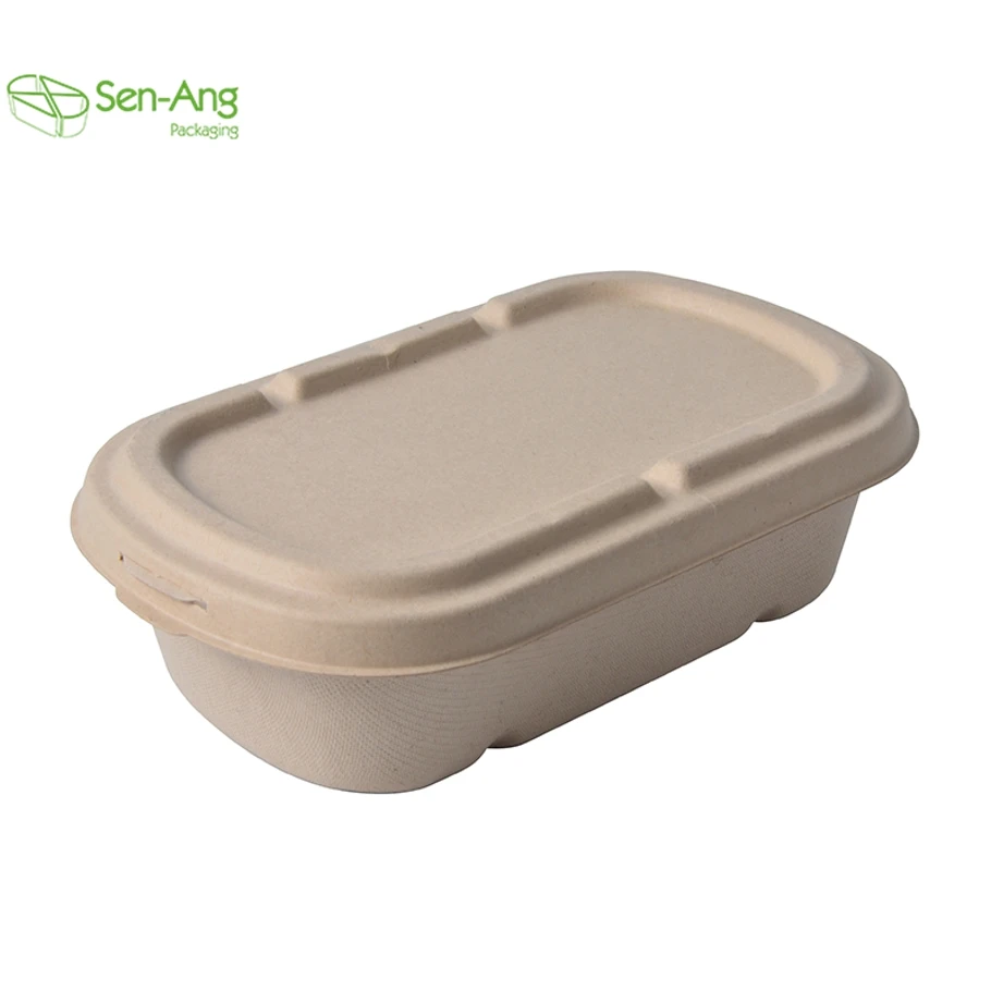 Wholesale 850Ml Plate Lunch With Take Away Hamburger Sugarcane Way Meal Food Lid Bagasse Pulp Packing Box - Image 3