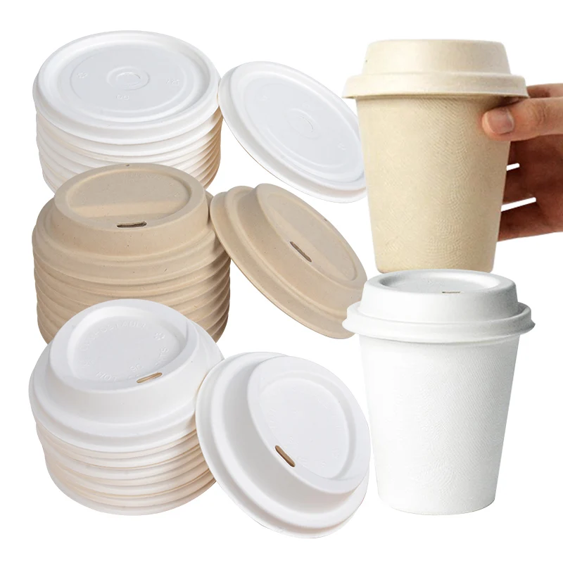 Eco Friendly Disposable Bagasse Sugarcane 100% Compostable PFAS Free Cup Lid for 8OZ 12OZ 16OZ Paper Cup - Image 4