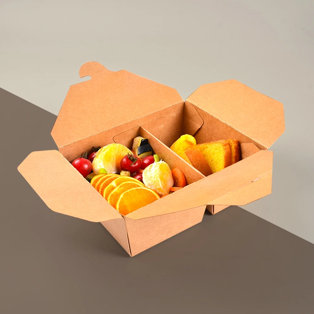 WMNPZ04 Custom Kraft Paper Folders Eco-Friendly 2-Compartment Food Container for Baby Food Chewing Gum & More - Image 5