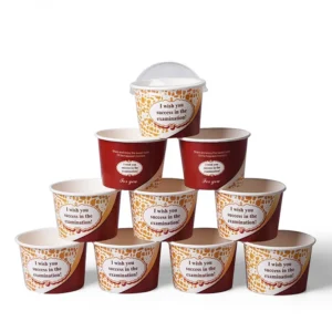 Food Recycled 100ml 150ml 500ml Icecream Papercup Custom Printed 3oz 5oz 8oz Disposable Paper Ice Cream Cups With Lid