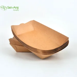 Paper Food Snack Box Meat Hotdog Oil Proof Disposable Sushi Boat Tray With Pla Coated Packaging