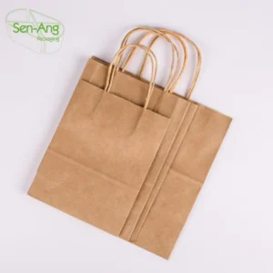 Best Selling 50 Pc Shopping Promotion Supermarket Your Own Logo Flexo Printed Eco-friendly Recyclable Kraft Paper Bags