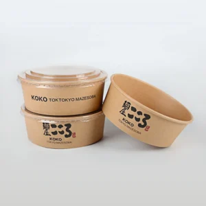 Custom Printed 750ml Biodegradable Kraft Hot Food Paper Bowl Container Takeaway Disposable Paper Soup Cup With Lid
