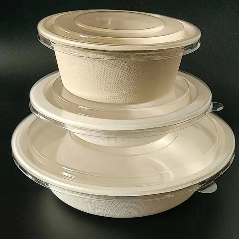 Disposable Biodegradable Lunch Paper Pulp Food Sugarcane Bagasse Bowl With Lid - Image 4