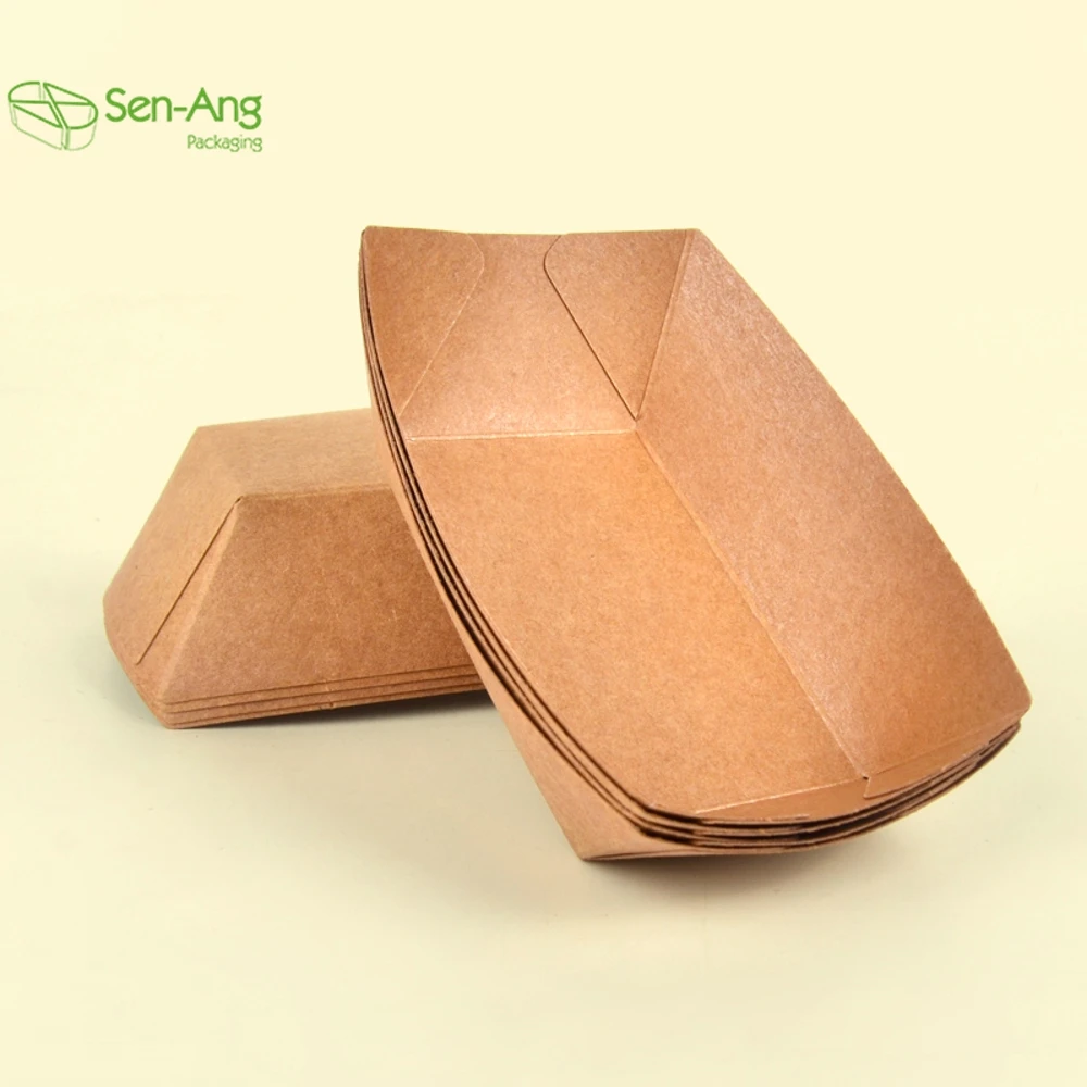 Wholesale Food Boat Disposable Hot Dog French Fry Shape Cookie Snack 6Oz Kraft Paper Tray - Image 4