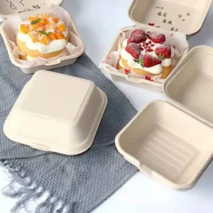Best Selling Biodegradable Large Takeout Carton Custom Bagasse Pulp Clamshell Hamburger Box