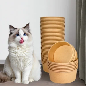 Wholesale Disposable Custom Dog Cat Travel Feeding Bowl Portable Food Grade Cardboard Pet Water Bowl