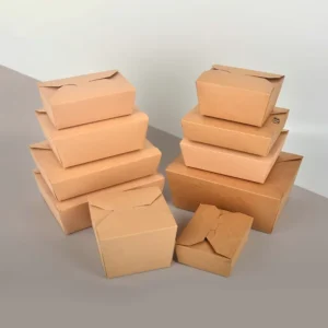 New Listing Eco-friendly Recyclable Fast Food Packaging Takeaway 1400Ml Multi Size Sushi Window Lock Kraft Embossing