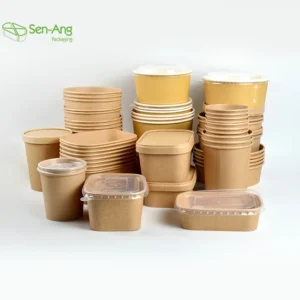 Good Quality Salad Mixing White and Brown Waterproof Thickened Oil 750Ml Paper Bowl With Lid