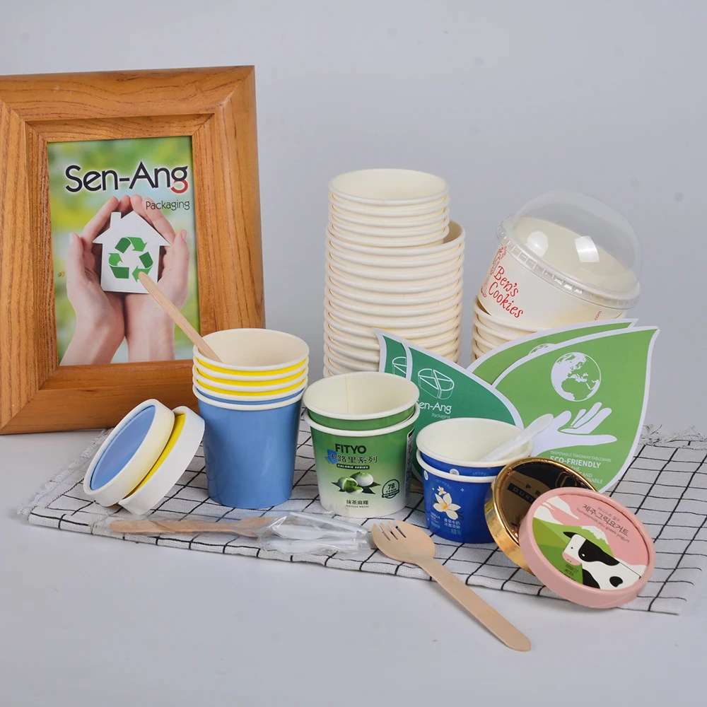 Printed Logo Disposable 7oz 8oz 20oz 24oz 9oz 12oz 14oz Frozen Yogurt Ice Cream Paper Packaging Cup - Image 3