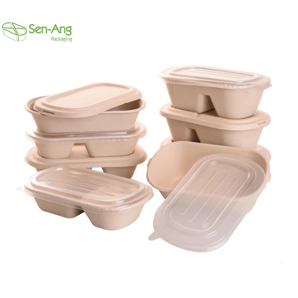 Disposable 700ml 850ml 1000ml Paper Pulp Bagasse Sugarcane Biodegradable Packaging for Food - Image 5