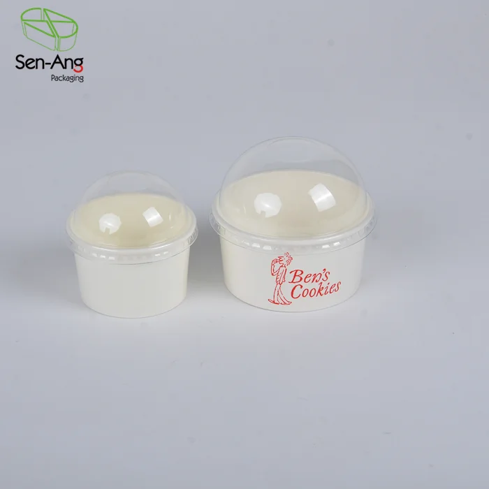 120ml-220ml Disposable Waterproof Biodegradable Single Wall Icecream Paper Tub with Lid and Spoon