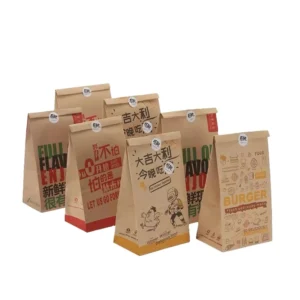 Biodegradable Pack Disposable Kraft Papertoast Packing Paper Fried Food Greaseproof Bread Bag With Clear Window