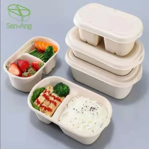 Morden Style Hinged Food Container Agasse Compost Able Disposable Wholesale Microwaveable Sugarcane Pulp Lunch Box