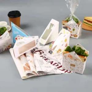 Brand New Yellow White Triangle Paper Sandwich Box Sandwich Box Sandwich Packaging Box