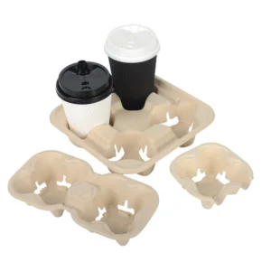 High Quality Bamboo 2 4 Cup Kraft Paper Cup Carrier Custom Square Paper Cup Holder