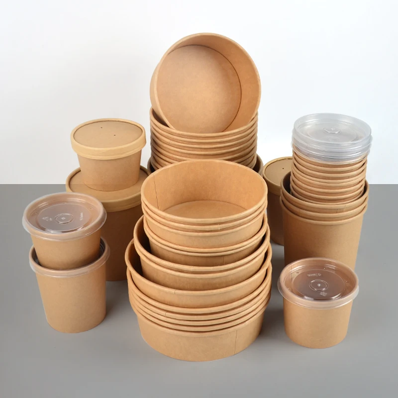 Popular Design Craft Waterproof Oval Mini Mixing Set Paper Kraft With Lid Bowl Salad