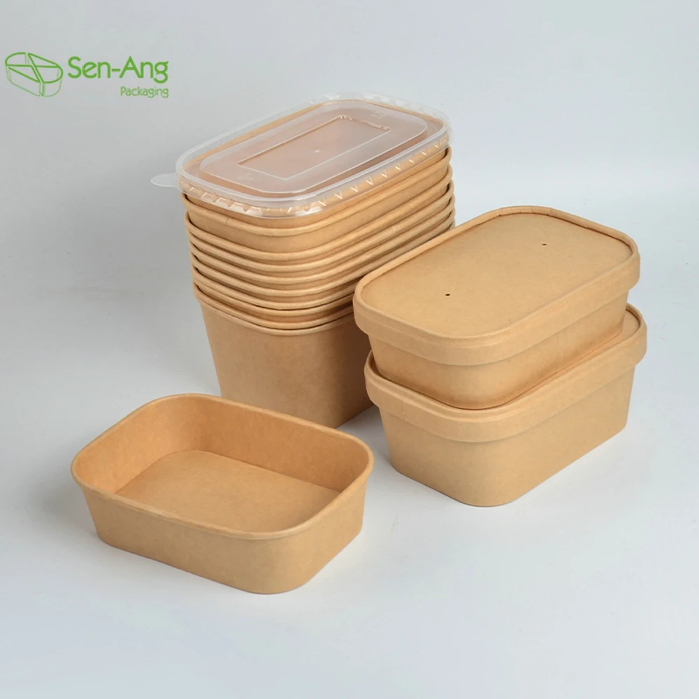 New Arrival Mixing Container Cover 500Ml Salad With Lid Disposable Kraft Paper Take Way Bowl - Image 5