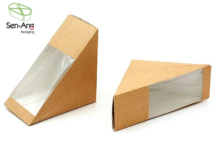 Yellow White Triangle Reusable Pp Paper Packaging Sandwich Wrap Box - Image 2