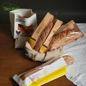 Factory Wholesale Packing Pack Size Customize Cooky With Clear Window Disposable Kraft Paper Bread Bag
