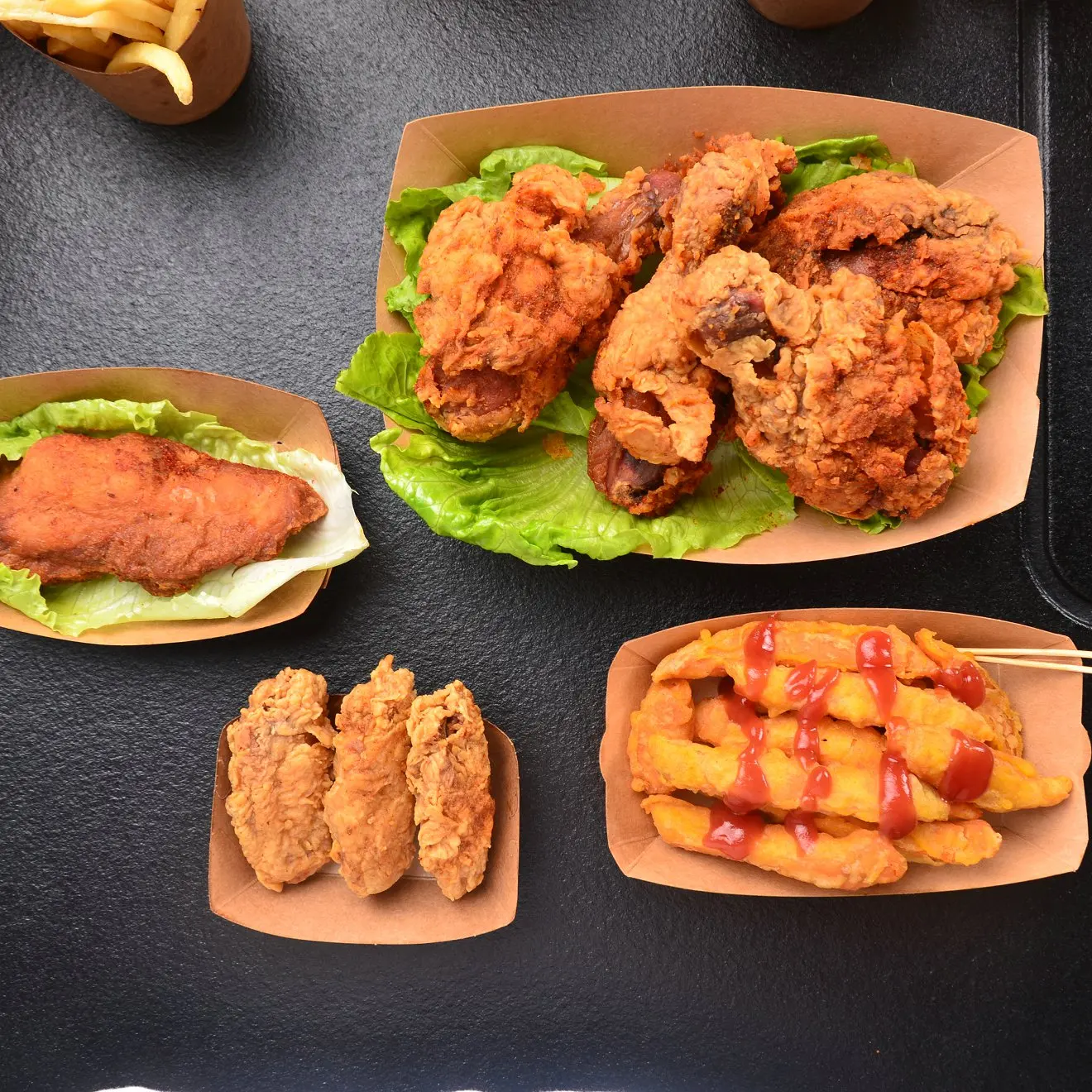 Boat French Fry Dog Shape Disposable Snack Chip Corn Box Kraft Fast Food Paper Tray - Image 4