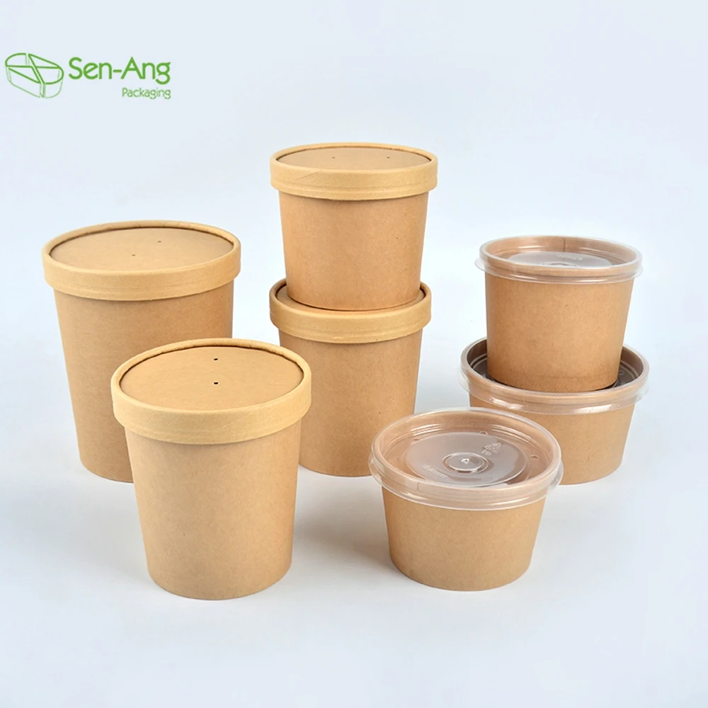 Hot Selling Disposable Soup Paper Custom Kraft Biodegradable Cup 20Oz Takeaway Food Packaging Bucket Paper Bowl - Image 2