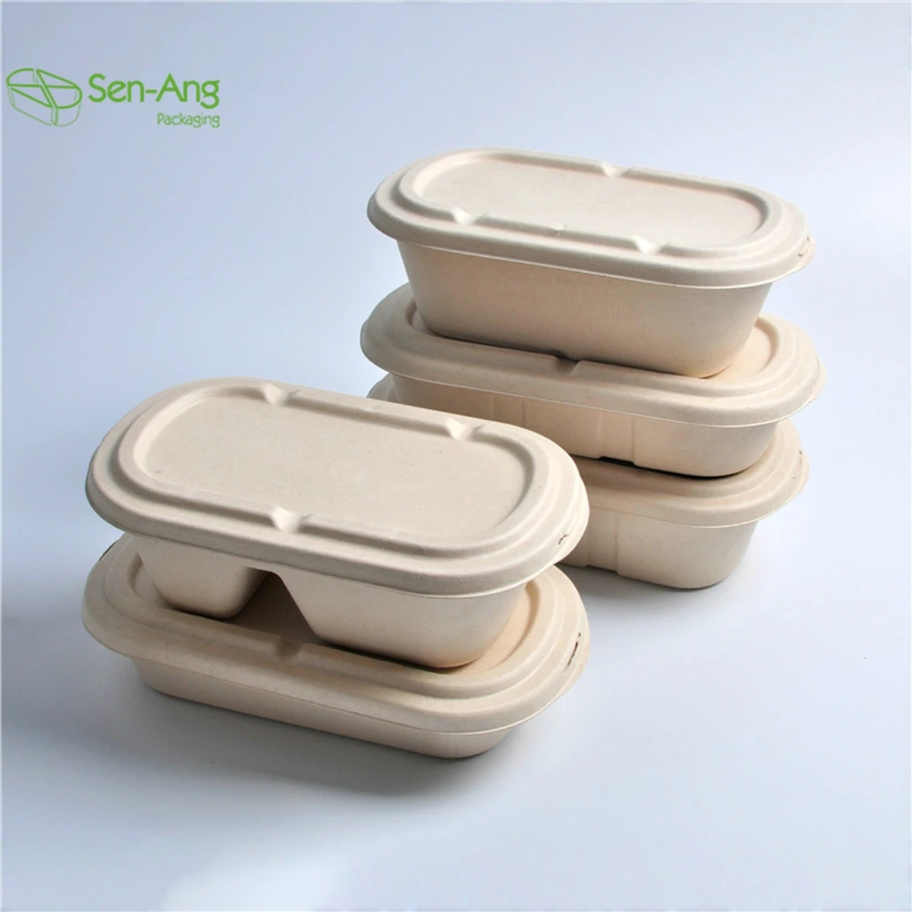 Disposable 700ml 850ml 1000ml Paper Pulp Sugarcane Biodegradable Bagasse Lunch Box - Image 2