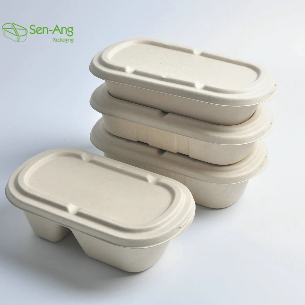 Disposable 700ml 850ml 1000ml Paper Pulp Bagasse Sugarcane Biodegradable Packaging for Food - Image 4