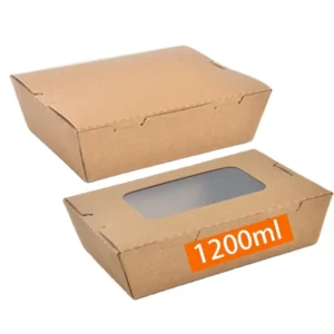 Custom Eco Friendly 1200ml Kraft Takeaway Food Boxes Food Packaging Multi-compartment Kraft Paper Lunch Box