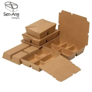 Kraft 2 3 4 5 Container Tray Lid Food Contaiener Packing Lunch With Compartment Takeway Paper Box
