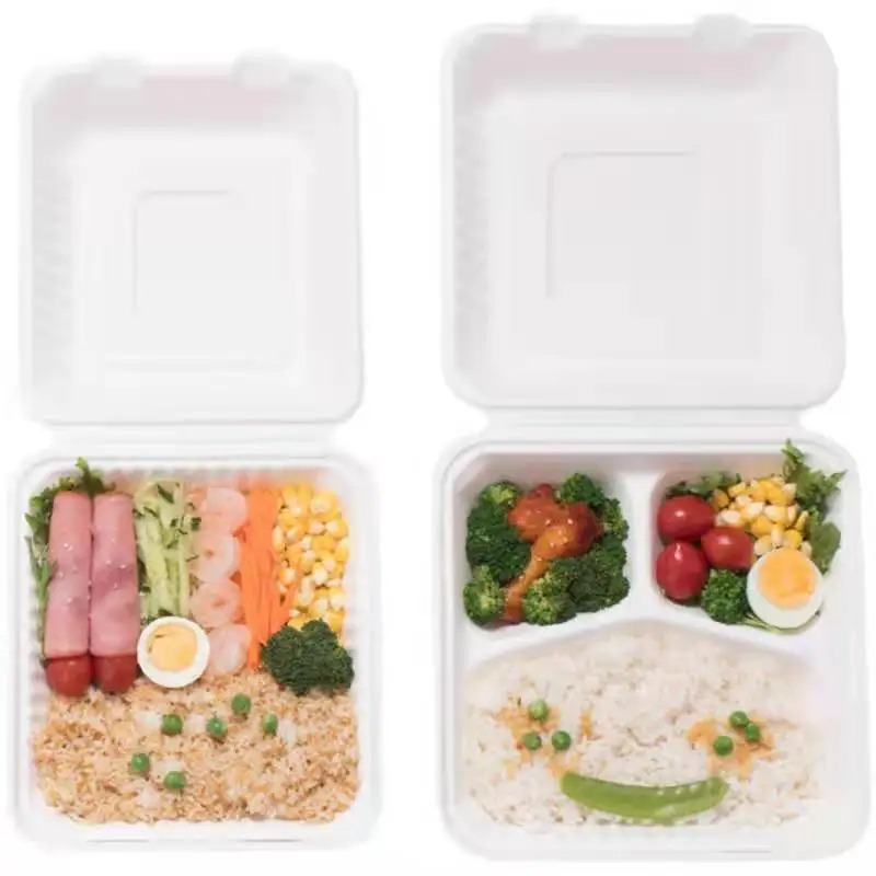 Customizable Biodegradable Fast Food Container Bagasse Packing Box with Lid - Image 6