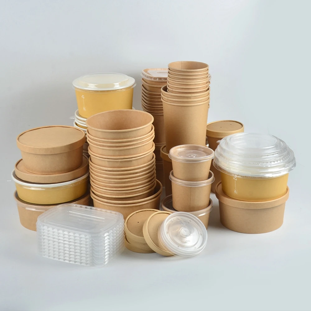 Customized Design Containers Wholesale Eco-friendly Soup Salad Cups With Lid Food Disposable Kraft Paper Bowls - Image 4