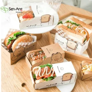 Kraft Paper Triangle Lunch Square Wholesale Sandwich Box Puff Towel Swiss Roll Cake