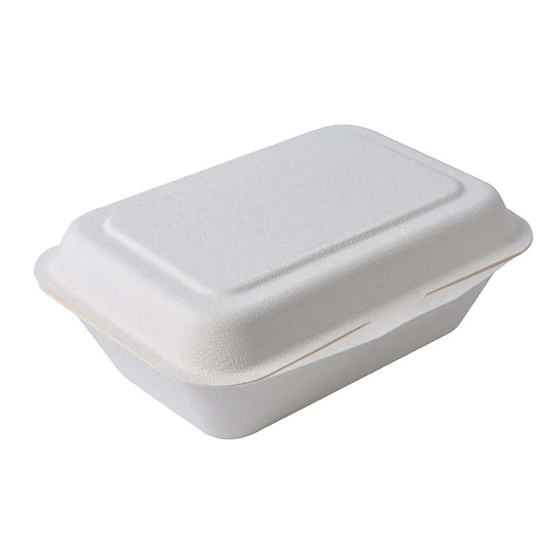 Brand New Biodegradable Bagasse 6 Inches Burger Hamburger Box Sugarcane Pulp Clamshell Container - Image 5