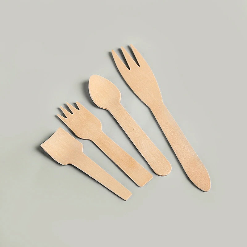 Wooden Spoon Fork Knife Disposable Birch Wood Cutlery with Paper Box - Image 4