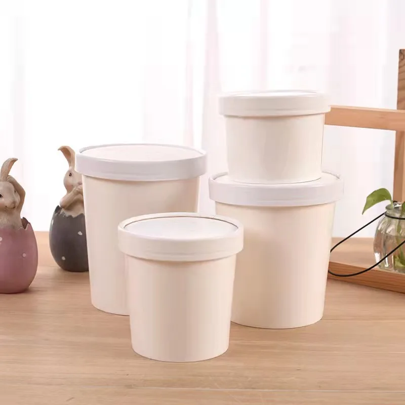 Bio Kraft Paper Soup Container Disposable Soup Cup Bucket Paper Bowl With Lid Take Away Box Food Container - Image 2