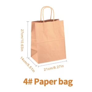 27*21*14cm Top-ranking Product Wholesale Eco Friendly Brown Fast Food Take Away Kraft Paper Bag with Handle