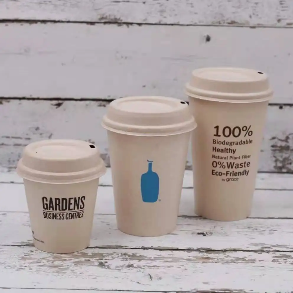 Custom Biodegradable Coffee Cup Disposable Bagass Pulp Coffee Hot Drink Pack Cup with Lid - Image 5
