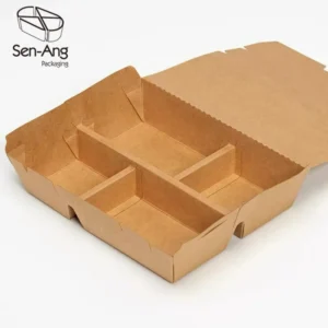 Disposable Eco-Friendly Insulated Kraft Paper Food Box Compartment Matt Lamination Embossing for Sushi
