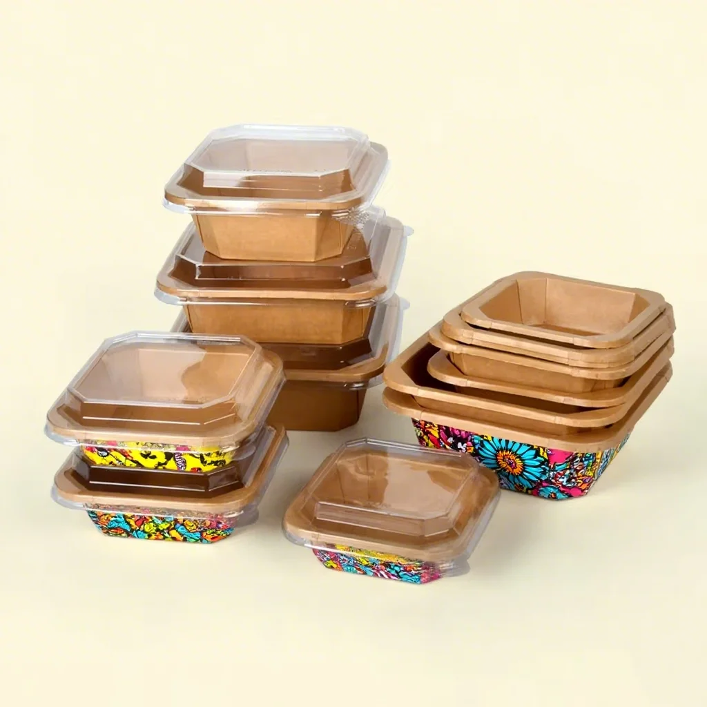 Disposable Fast Food Packaging Box 500ml Square Paper Salad Container Takeaway Octagonal Kraft White Paper Box Bowl - Image 6