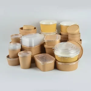 New Arrival Mixing Container Cover 500Ml Salad With Lid Disposable Kraft Paper Take Way Bowl