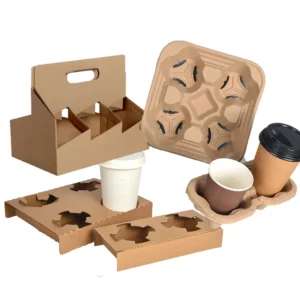 Wholesale Custom Paper Pulp 2/4 Coffee Cup Hot Drink Cup Holder Tray Carrier Pulp Cup Holder