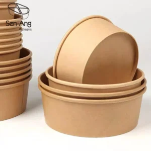 Brand New Custom Printed Salad Clear 1000Ml Food Container Packing Oval Bento Box Thicken Round Paper Bowl