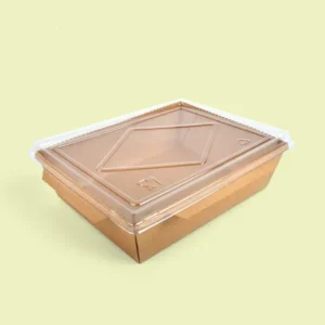 New Arrival Takeaway Packaging Lunch Snack Cookie Fried Chicken 1200Ml Custom Kraft Paper Food Box With Clear Lid